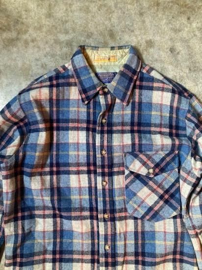 70's PENDLETON エルボーパッチ付き ウールシャツ チェック柄