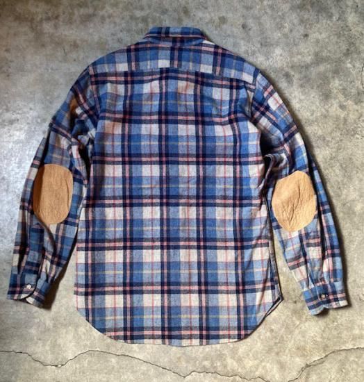 70's PENDLETON エルボーパッチ付き ウールシャツ チェック柄