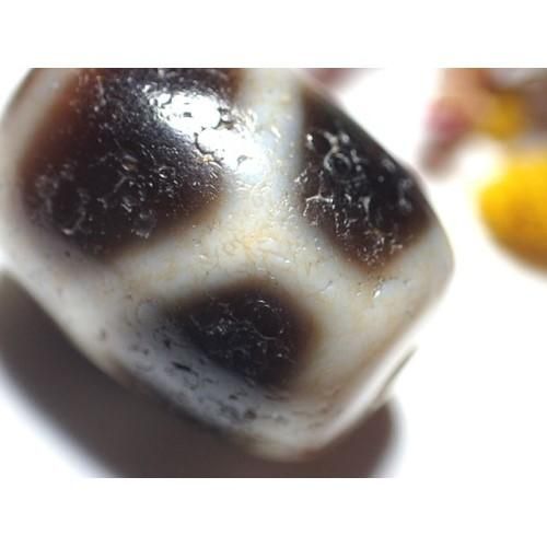 最高級至純馬蹄痕天珠】細工・亀甲長寿天珠☆約11×15mm☆美品