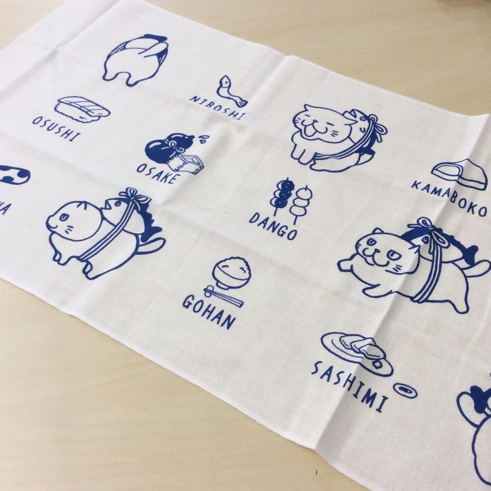 まめプロ お弁当ねこ手ぬぐい 和モダン 猫雑貨 王冠印雑貨店 まめプロ お弁当ねこ手ぬぐい 和モダン 猫雑貨 王冠印雑貨店