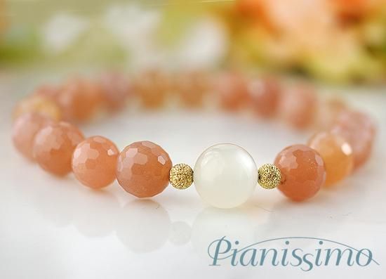 優しく癒され幸運を呼び込む/オレンジムーンストーン他/パワーストーンブレスレット 優しく癒され幸運を呼び込む/オレンジムーンストーン他