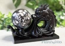 グリーン桜瑪瑙with夜桜 スフィア ② 幸運の始まり】夜桜瑪瑙丸玉（スフィア）＆龍神の台座 - 天然石