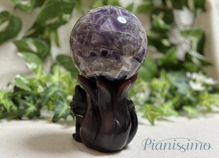 夢を叶える】ドリームアメジスト・スフィア（九尾の狐の台座