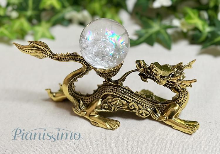 財運・夢・仕事運】ライモナイト・虹入り水晶スフィア⭐️台座付き