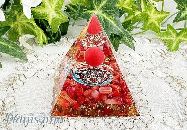 オルゴナイト赤いバラレッドコーラルピンクエピドートシスト