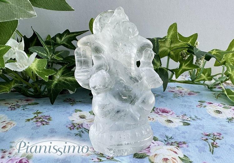 限定価格セール！ 手彫り】天然水晶ガネーシャ - 天然石ブレスレットの アクセサリー