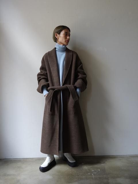 POSTELEGANT-WOOL HEMP REVER GOWN COAT - VISITFOR