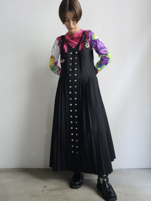 CHOPOVA LOWENA BLACK SNAP PLEATED DRESS - ロングワンピース/マキシ ...
