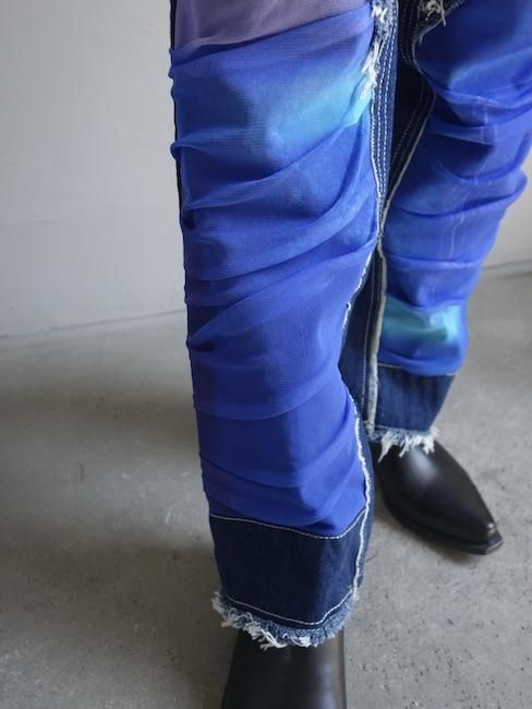PAULA CANOVAS DEL VAS-MESH CONSTRUCTION DENIM TROUSERS