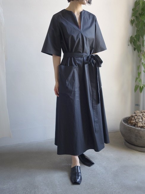 POSTELEGANT-COTTON BROAD LONG DRESS/BLACK - VISITFOR