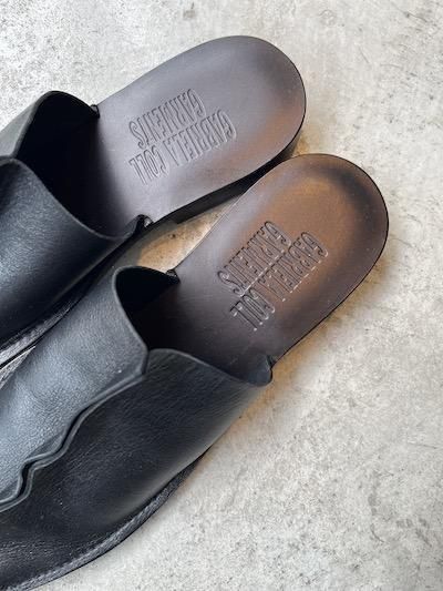GABRIELA COLL GARMENTS BABOUCHE レザー サンダル NO-7-Black-Fabric-Open-Toe-