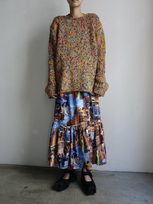 WATARU TOMINAGA-COTTON PRINTED SKIRT - VISITFOR