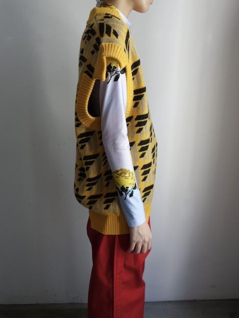 MERYLL ROGGE-OPTIC JACQUARD MISMATCHED VEST FELTED - VISITFOR