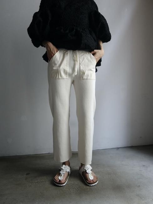 POSTELEGANT-COTTON WOVEN RIB TROUSERS/OFF WHITE - VISITFOR