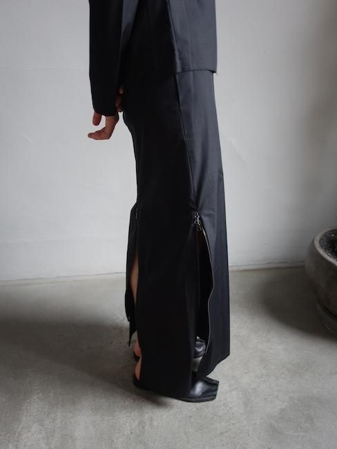 GABRIELA COLL GARMENTS-POPLIN THREE ZIPPER SKIRT/BLACK