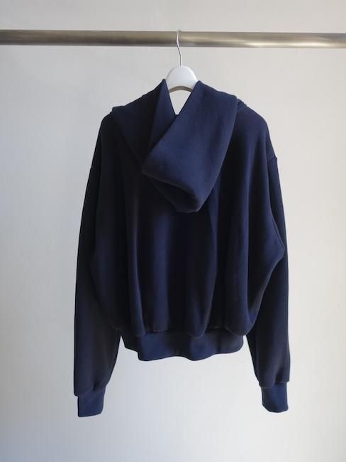 ANS DOTSLOEVNER-BALLOON HOODIE RIB KNIT/Navy - VISITFOR