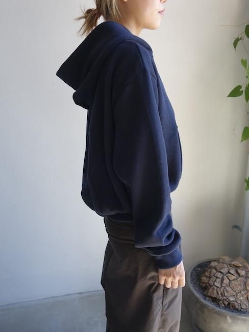 ANS DOTSLOEVNER-BALLOON HOODIE RIB KNIT/Navy - VISITFOR