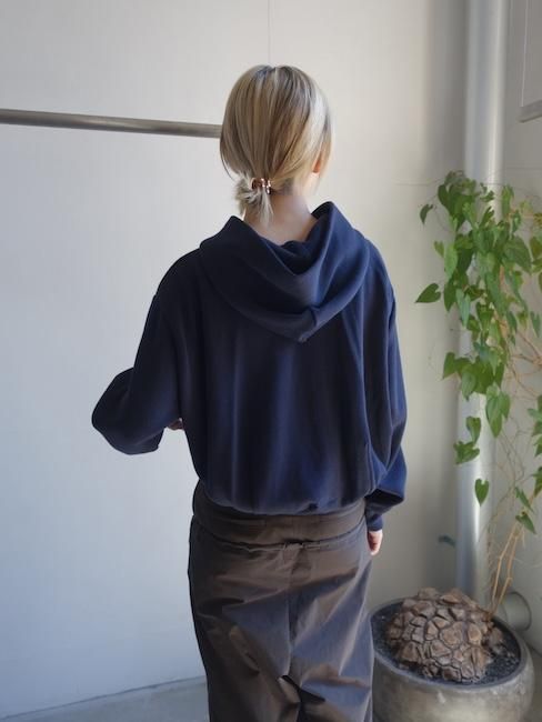 ANS DOTSLOEVNER-BALLOON HOODIE RIB KNIT/Navy - VISITFOR