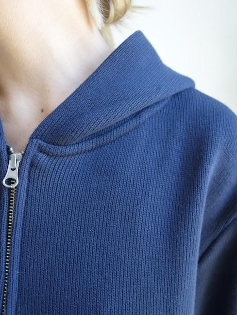 ANS DOTSLOEVNER-BALLOON HOODIE RIB KNIT/Navy - VISITFOR