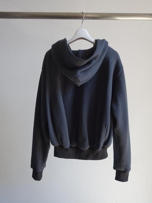 ANS DOTSLOEVNER-BALLOON HOODIE RIB KNIT/Charcoal - VISITFOR