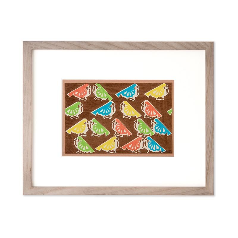 木版画 原田裕子「すずめカラフル」 - 【竹笹堂Online】木版画デザイン 木版画 原田裕子「すずめカラフル」 - 【竹笹堂Online】木版画デザイン