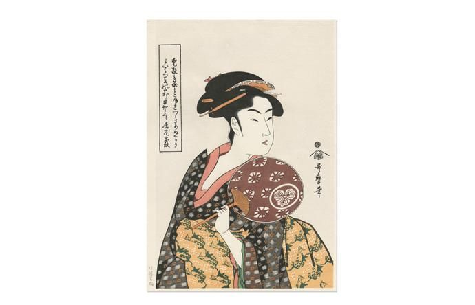 喜多川歌麿 浮世絵 手摺木版画 美人画 「化粧美人」 - 美術品