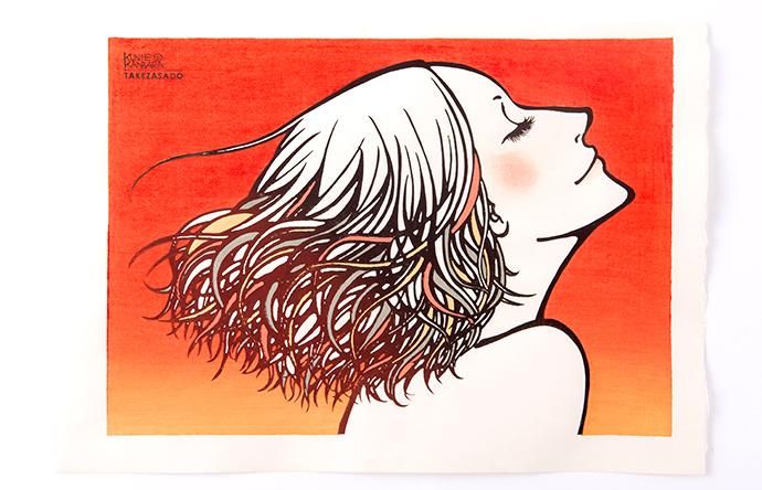 木版画 カンバラクニエ IMAUKIYOE「はじまりのあか」 -【竹笹堂Online】木版画アート・浮世絵ショップ