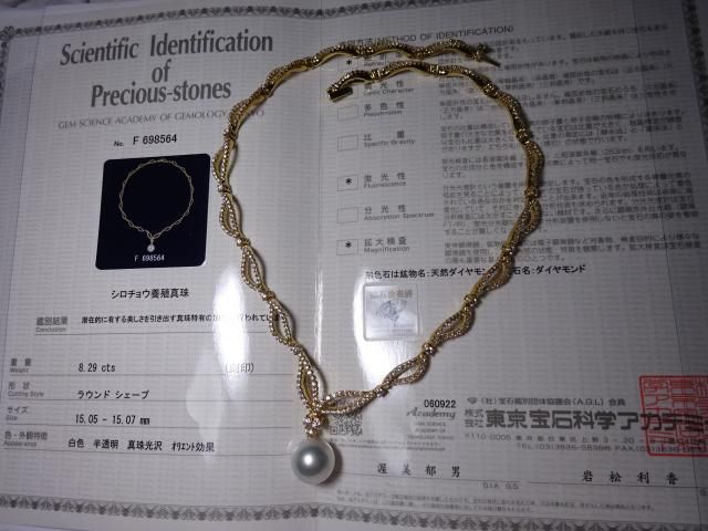 K18Çòij¿¿¼î¥Í¥Ã¥¯¥ì¥¹¡¡15,5mm D8,29ct 58,7g¡¡²èÁü1