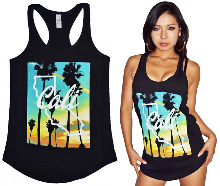 WOMEN【WEIV GEAR】TANKTOP【CALI SUNSET】BLK - 【LA PUERTA】大阪