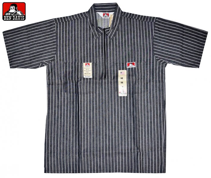 BEN DAVIS】S/S(半袖) WORK SHIRTS【BUTCHER BLOCK STRIPE】BLK