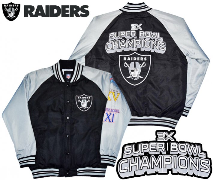 【RAIDERS】STADIUM JACKET【BLACKxSILVER】3TIMES