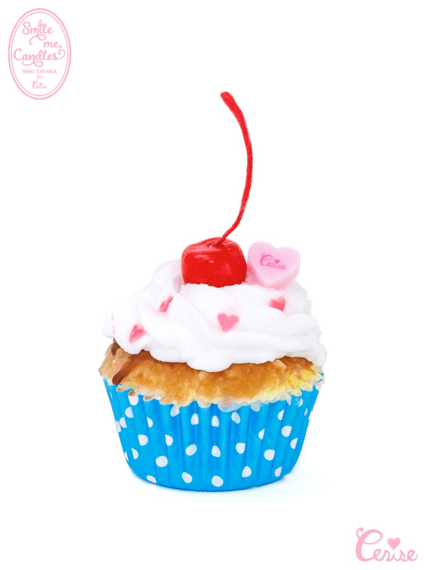 Smile me, Candles チェリーカップケーキキャンドル (ブルー) | リアルなケーキのキャンドル - Cerise Web Store