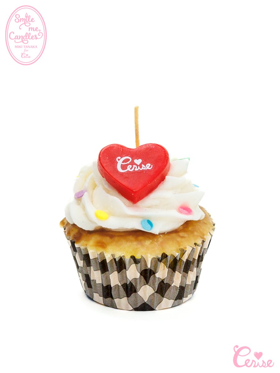 Smile me, Candles ハートカップケーキキャンドル (ブラックギンガム) |  リアルなケーキにたっぷりのホイップがおいしそうなカップケーキキャンドル - Cerise Web Store