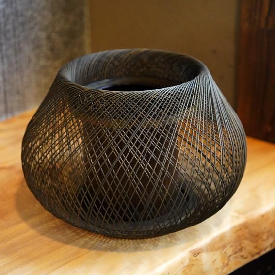 希少古物 駿河竹千筋細工 タイプ１ 駿河竹千筋細工 花器 「古葉」(こよう) | 静岡県静岡市