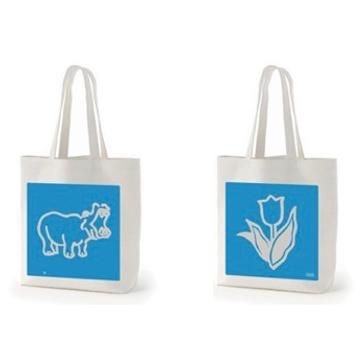 JUKE/19トートバッグ (白抜きデザイン版／白ボディ／蛍光ブルー