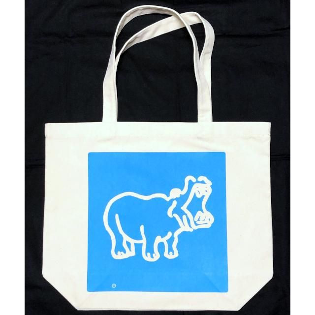 JUKE/19トートバッグ (白抜きデザイン版／白ボディ／蛍光ブルー