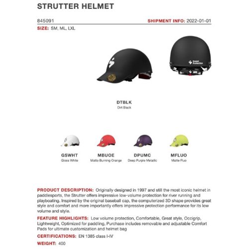 '22【SWEET】Strutter Helmet/ストルッター ヘルメット - カヌー・カヤック・バックカントリー用品通販のアウトドアギア.jp　 MAMMUT/OR/finetrack/MSR/etc