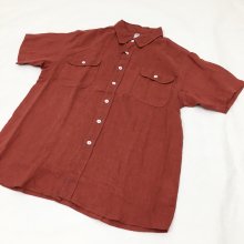 KATO' BASIC リネン3本針S/Sワークシャツ (ORANGE)【40%OFF】