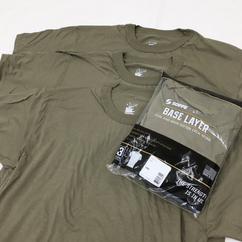  SOFFE MADE IN USA 3PACK COTTON MILITALY TEE (TAN)【40%OFF】