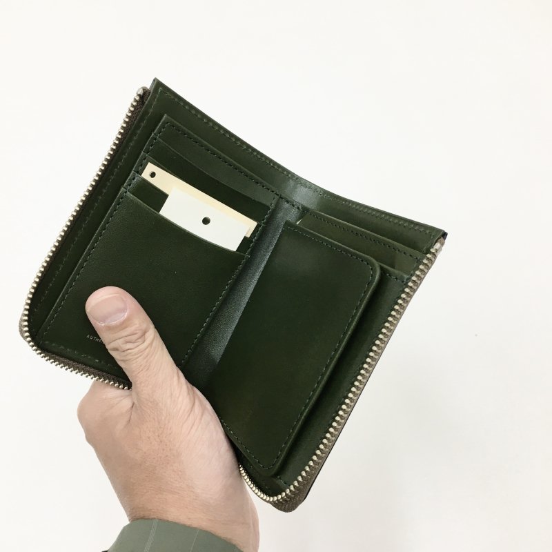 SLOW bridle-Lzip middle wallet-(GREEN/BLACK) - have a golden day!