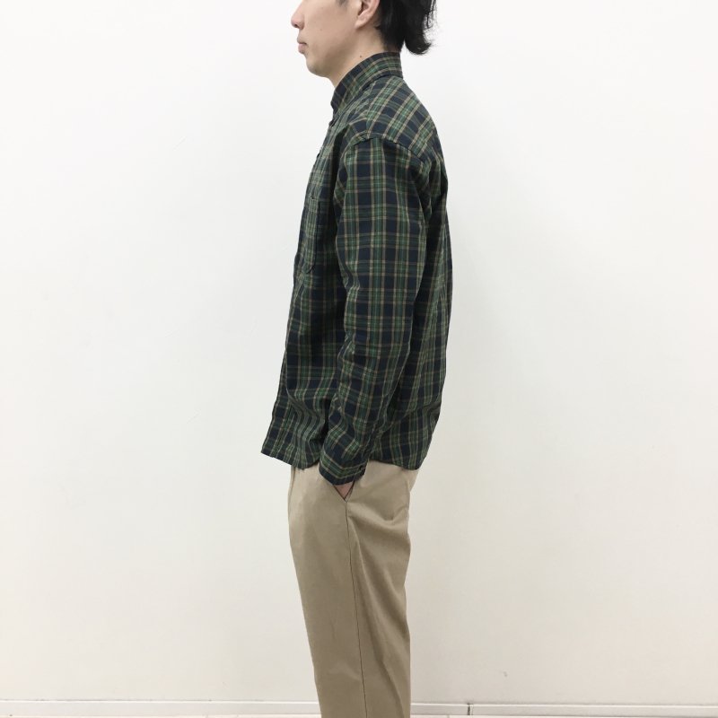  nisica NEW定番B.D チェックシャツ (GREEN CHECK)