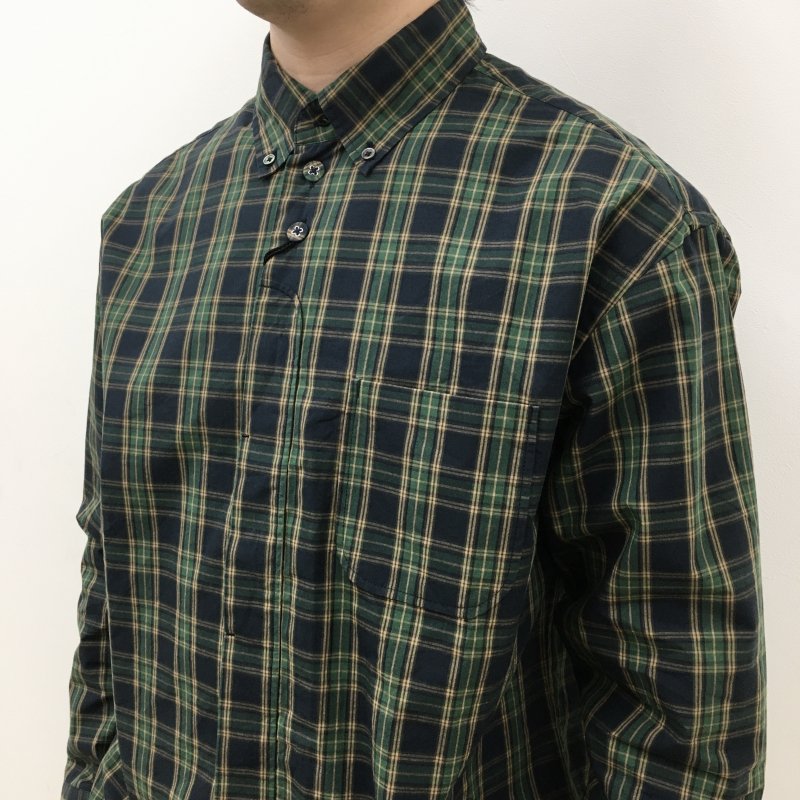 nisica NEW定番B.D チェックシャツ (GREEN CHECK)