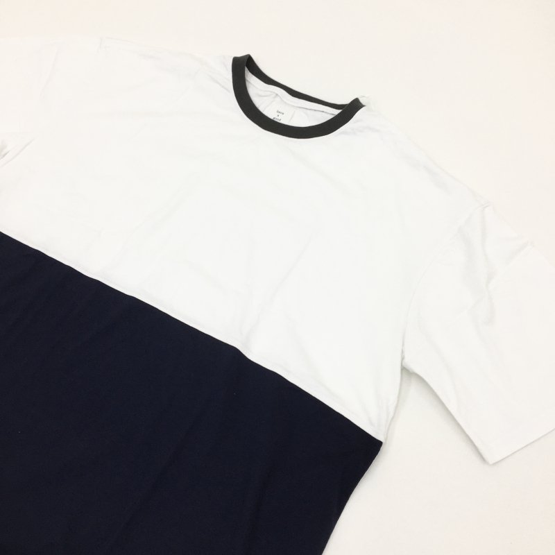 have a good day 2TONE LOOSE TEE(WHITE/NAVY)