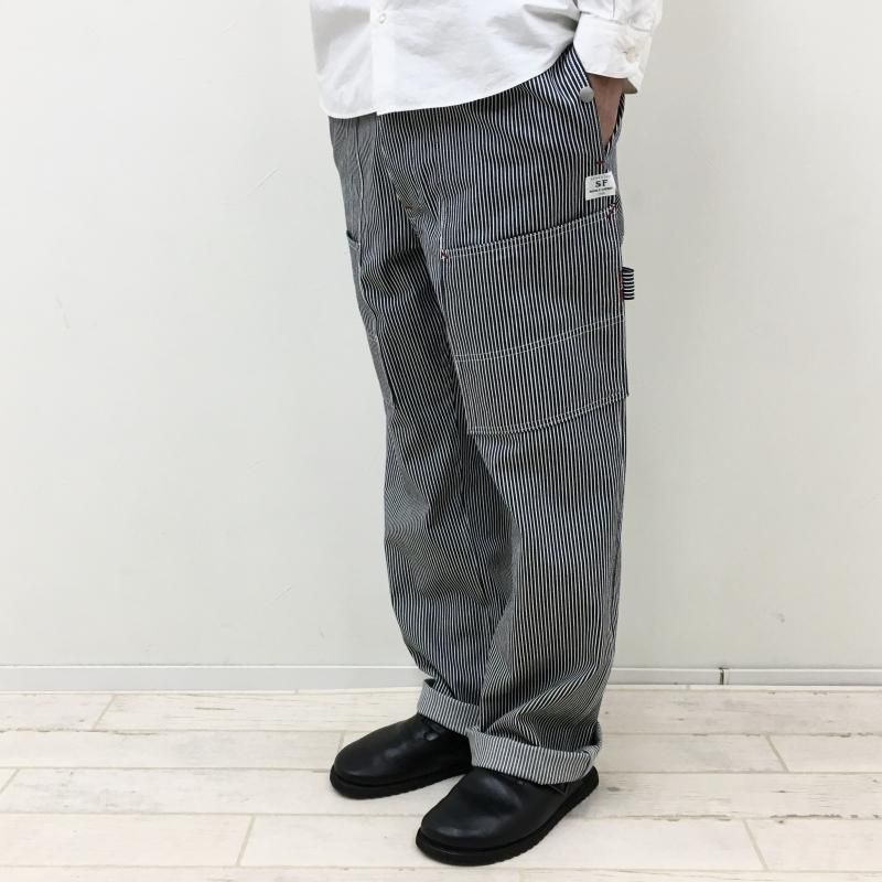  SASSAFRAS FALL LEAF TOUGH PANTS(8oz indigo Hickory-WHITE INDIGO)