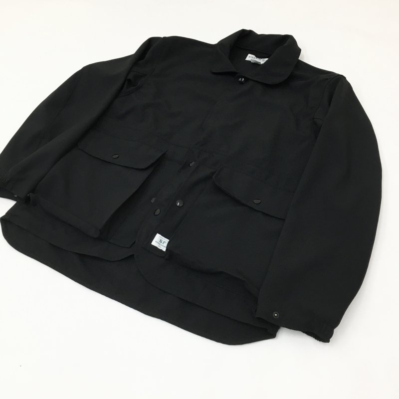 SASSAFRAS CULTIVATOR JACKET -WOOL LIKE TROPICAL- (BLACK) - have a golden  day!