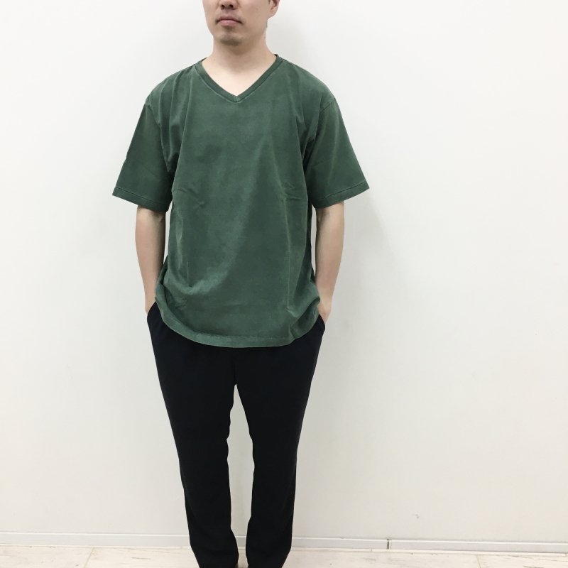  M.I.D.A HEAVY WEIGHT V-NECK TEE -Pigment Dyed- (GREEN)