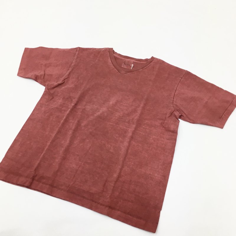  M.I.D.A HEAVY WEIGHT V-NECK TEE -Pigment Dyed- (RED)