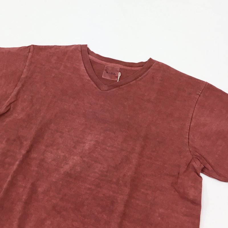  M.I.D.A HEAVY WEIGHT V-NECK TEE -Pigment Dyed- (RED)