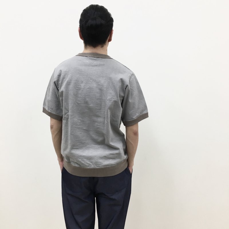  JACKMAN Dotsume Rib T-Shirt(Solid Gray x Beige)
