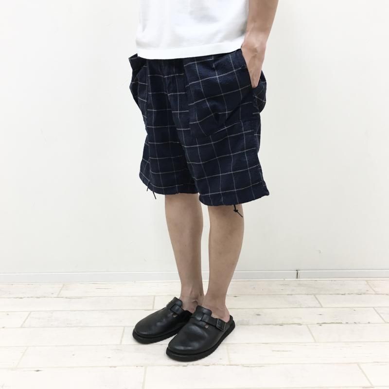 SASSAFRAS Overgrown Hiker Pants 1/2(Cool Max Sucker-NAVY CHECK